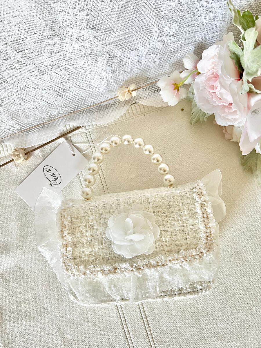 Tweed Organza Flower Purse
